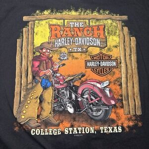 Harley-Davidson Motorcycles The Ranch Black College Station T-Shirt XXXL 3XL‎